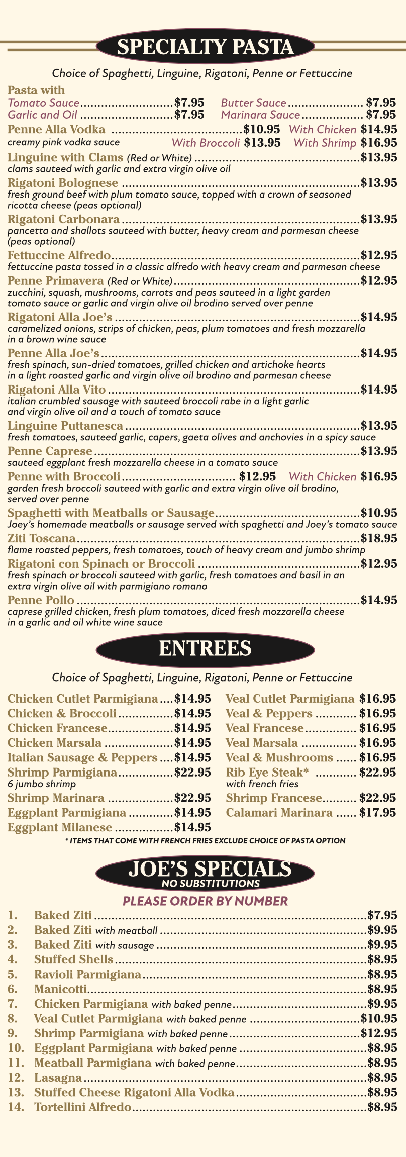 Menu Joe's Gourmet Meats Deli Lindenhurst, NY