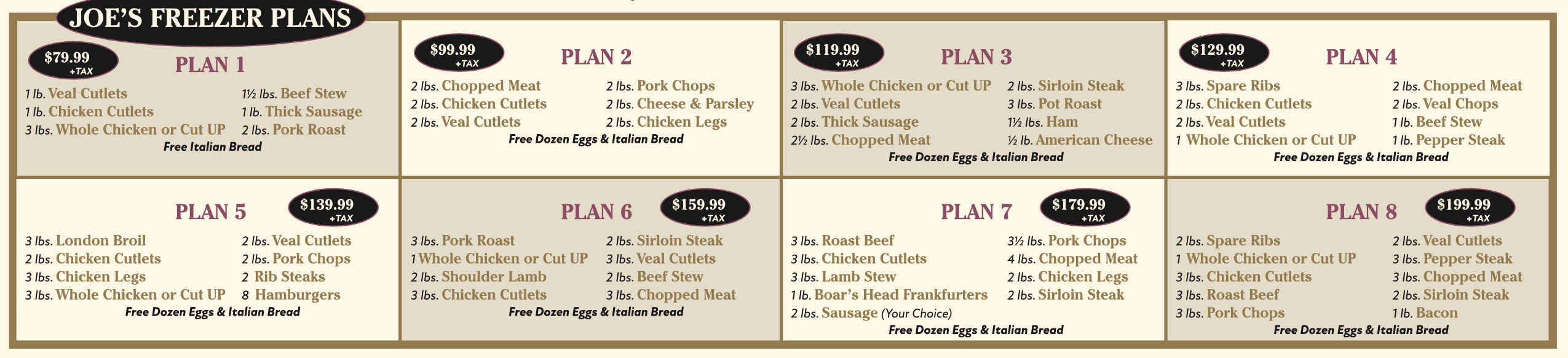 Menu Joe's Gourmet Meats Deli Lindenhurst, NY